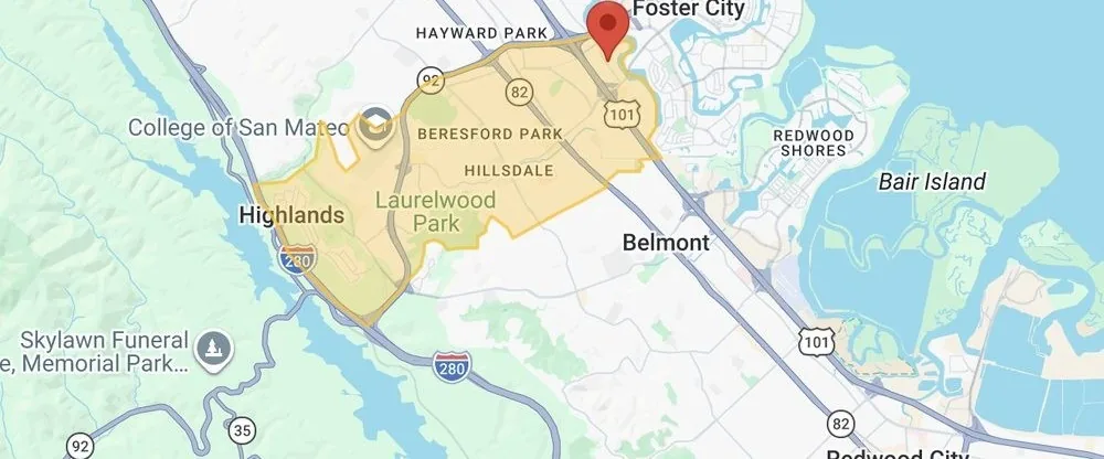 Map of San Mateo National Little League's boundaries